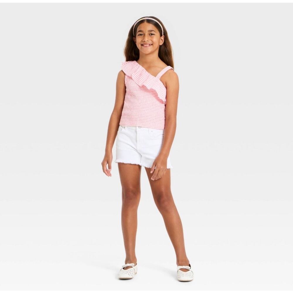 Girls' Mid-Rise Cutoff Jean Shorts - Cat & Jack™ White